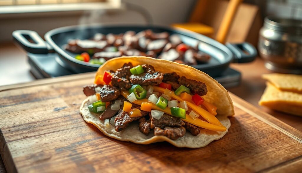 Assembling Steak Quesadillas