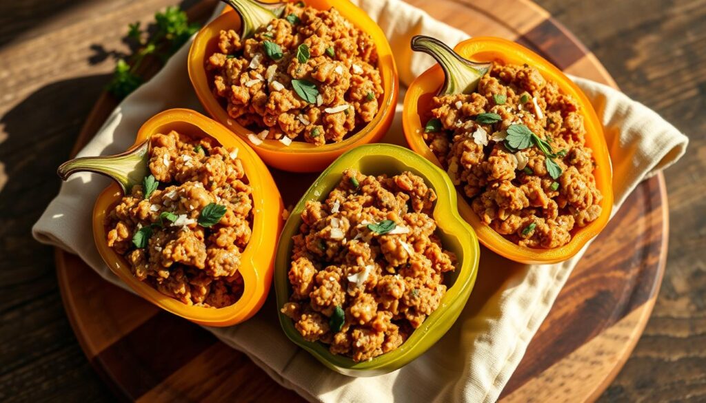 Healthy Ground Chicken Stuffed Peppers