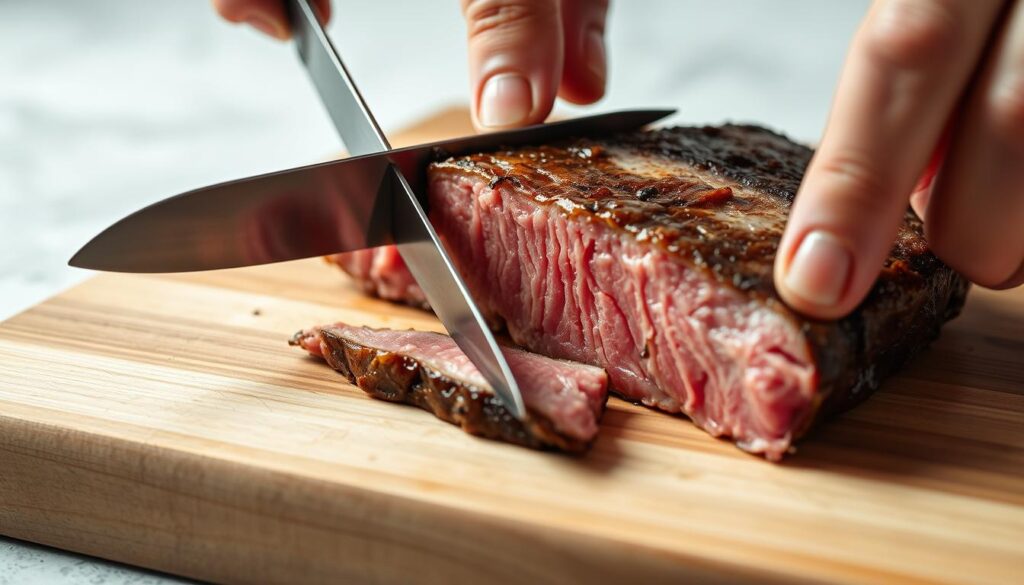Slicing steak for quesadillas